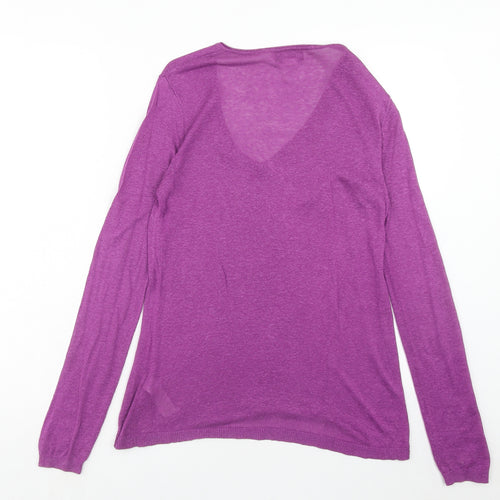 La Redoute Womens Purple V-Neck Viscose Pullover Jumper Size 10