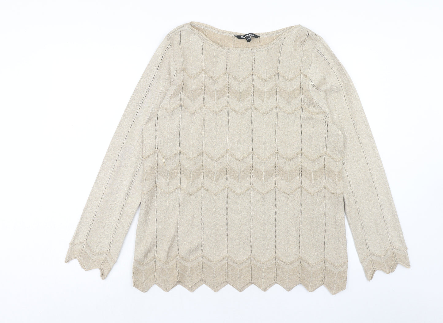 Bonmarché Womens Gold Scoop Neck Viscose Pullover Jumper Size 16 - Size 16-18