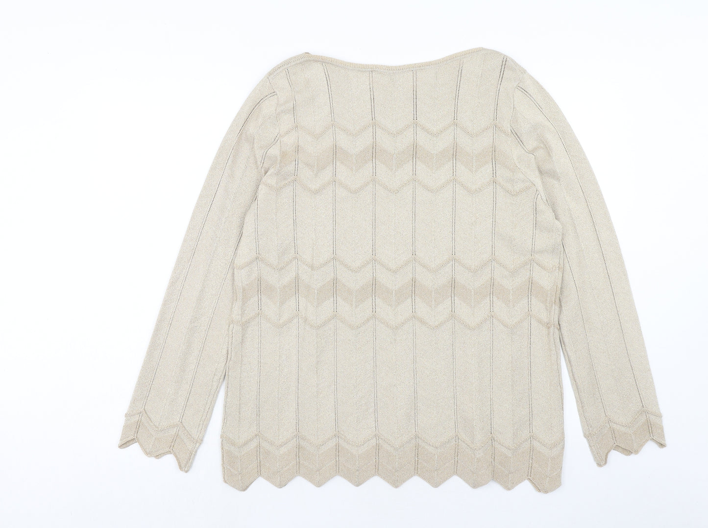 Bonmarché Womens Gold Scoop Neck Viscose Pullover Jumper Size 16 - Size 16-18