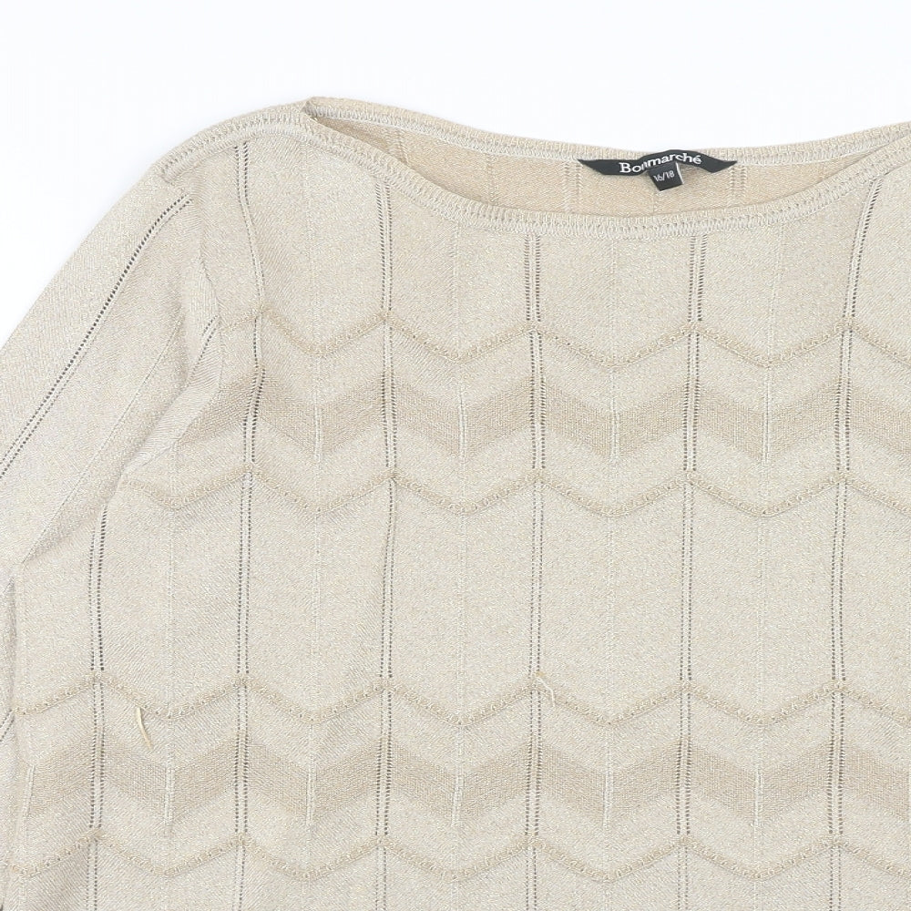 Bonmarché Womens Gold Scoop Neck Viscose Pullover Jumper Size 16 - Size 16-18