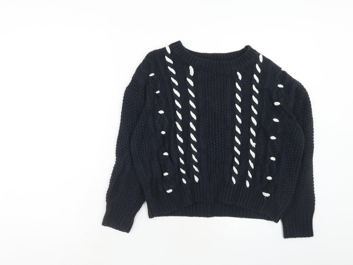 Louche Womens Blue Round Neck Acrylic Pullover Jumper Size 10