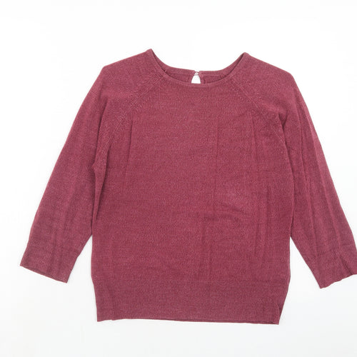 BHS Womens Purple Round Neck Acrylic Pullover Jumper Size 14