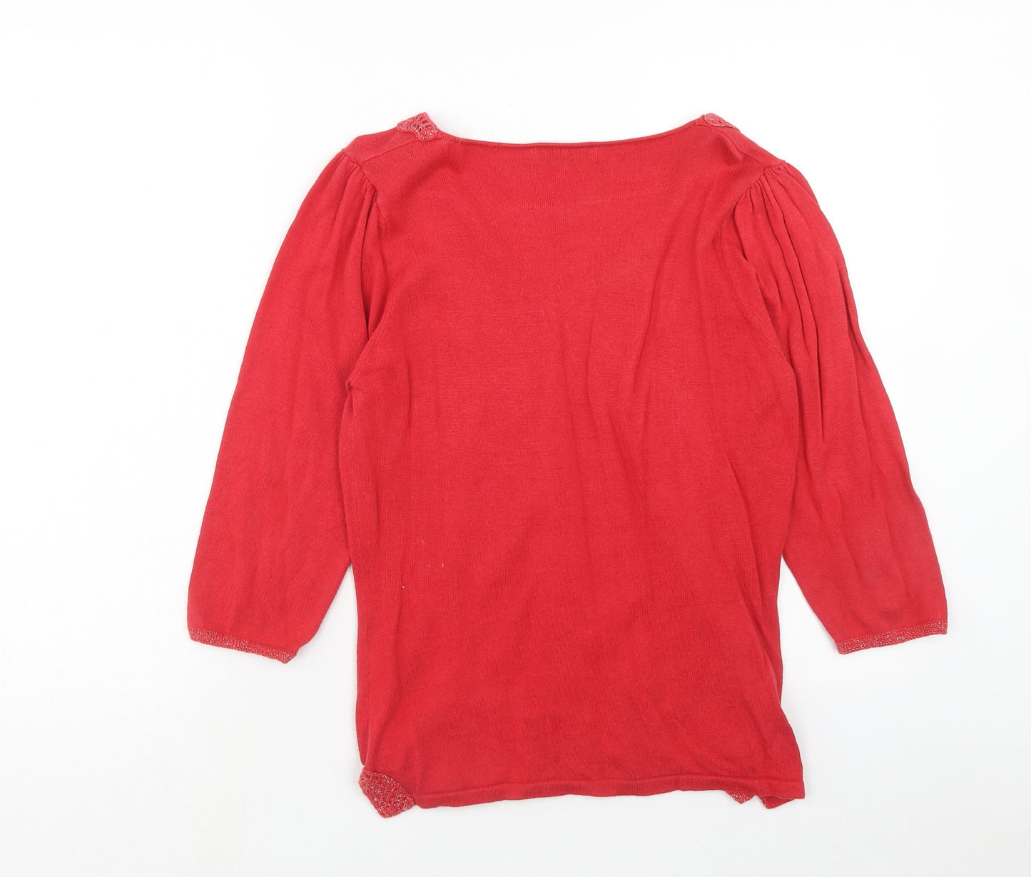 papaya Womens Red V-Neck Viscose Pullover Jumper Size 14