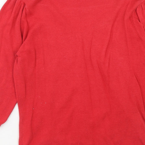 papaya Womens Red V-Neck Viscose Pullover Jumper Size 14