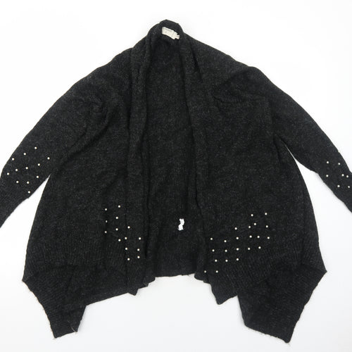 Cream Womens Grey V-Neck Polyester Cardigan Jumper Size S