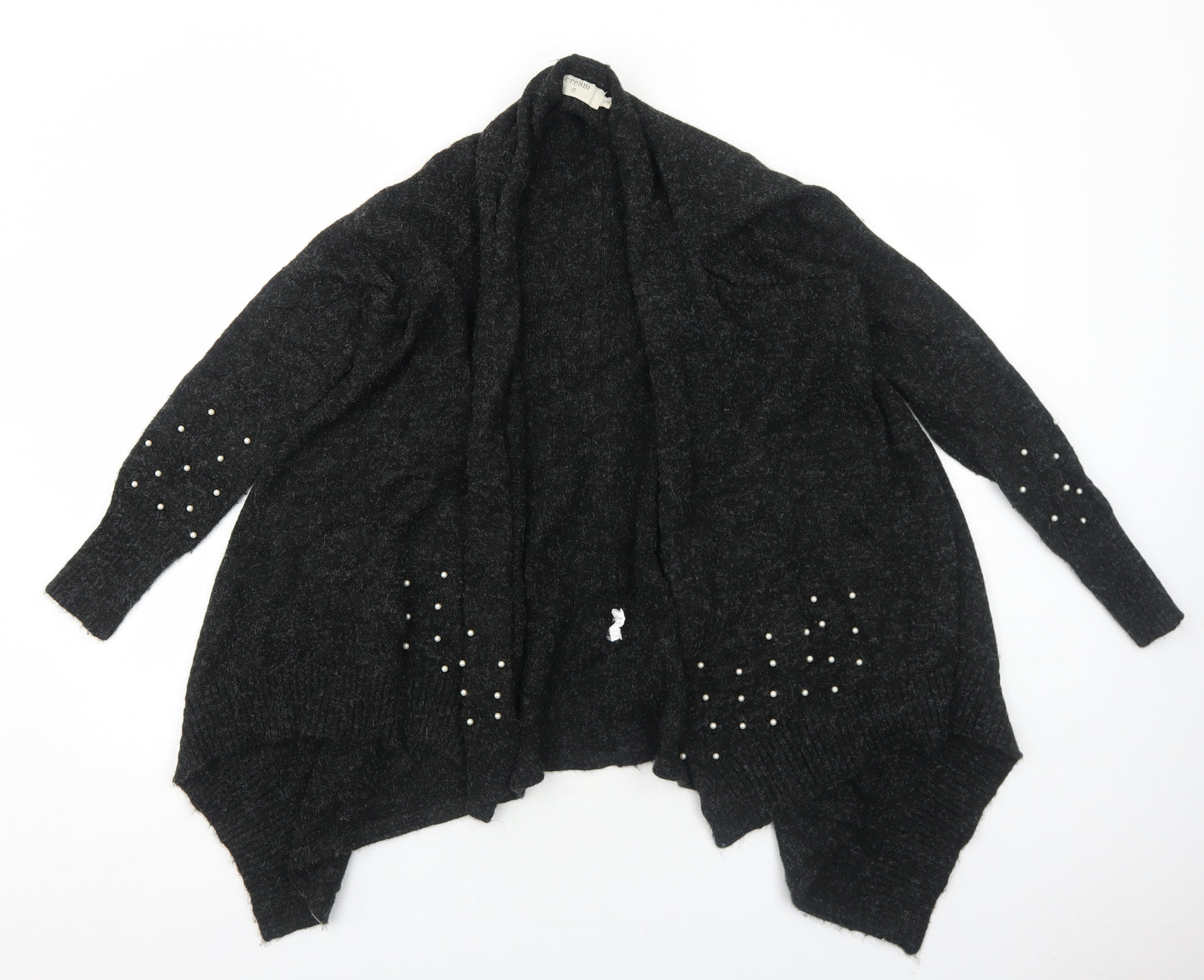 Cream Womens Grey V-Neck Polyester Cardigan Jumper Size S