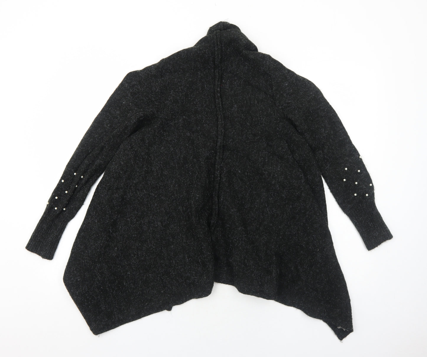 Cream Womens Grey V-Neck Polyester Cardigan Jumper Size S