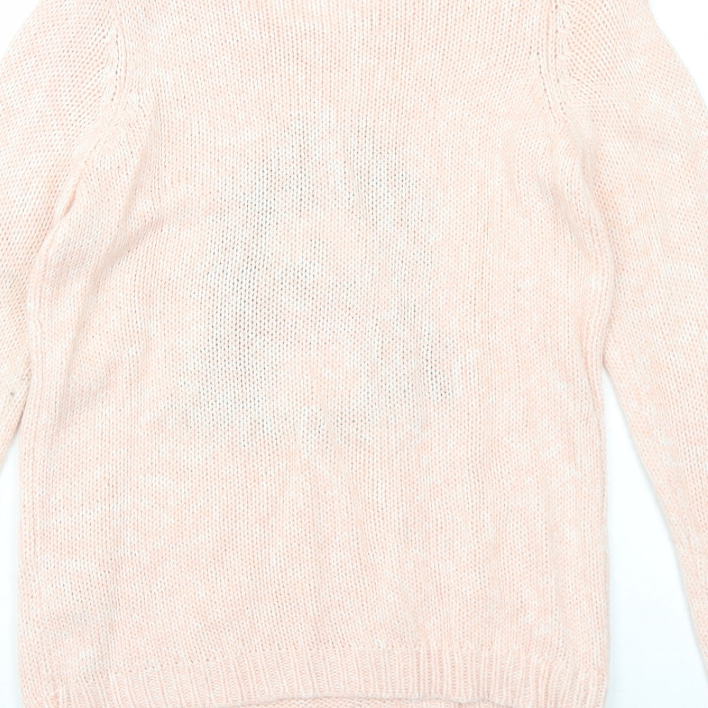 Amara Womens Pink Round Neck Acrylic Pullover Jumper Size 8 - Dog
