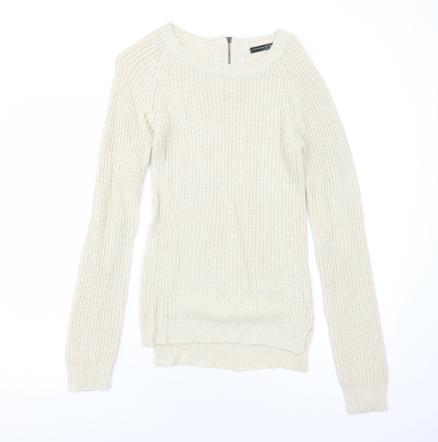 Atmosphere Womens Beige Scoop Neck Acrylic Pullover Jumper Size 8