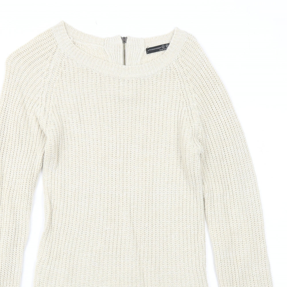 Atmosphere Womens Beige Scoop Neck Acrylic Pullover Jumper Size 8