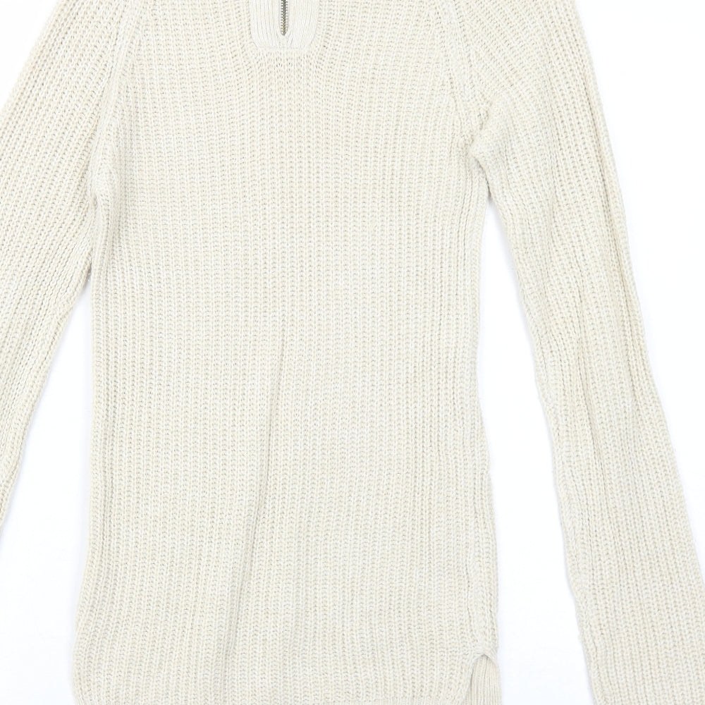 Atmosphere Womens Beige Scoop Neck Acrylic Pullover Jumper Size 8
