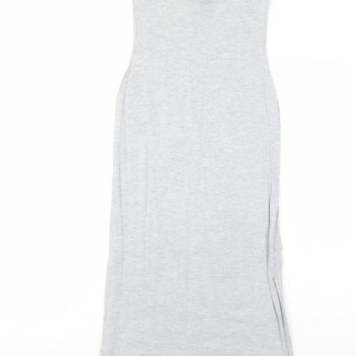 Peacocks Womens Grey Nylon A-Line Size 8 Round Neck Pullover