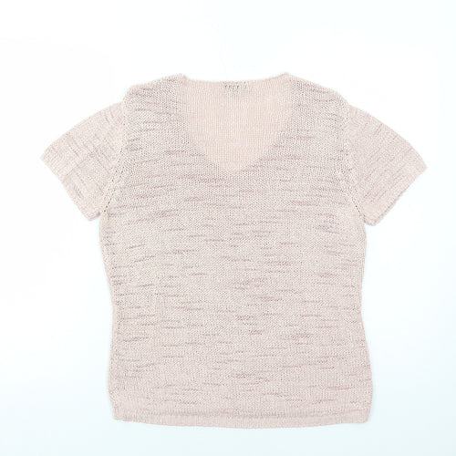 Per Una Womens Pink Acrylic Basic T-Shirt Size L V-Neck