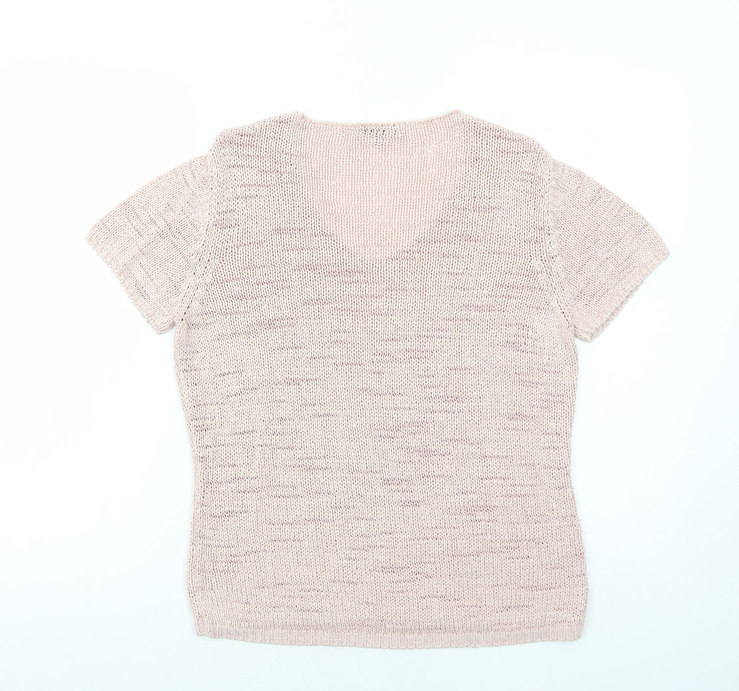 Per Una Womens Pink Acrylic Basic T-Shirt Size L V-Neck