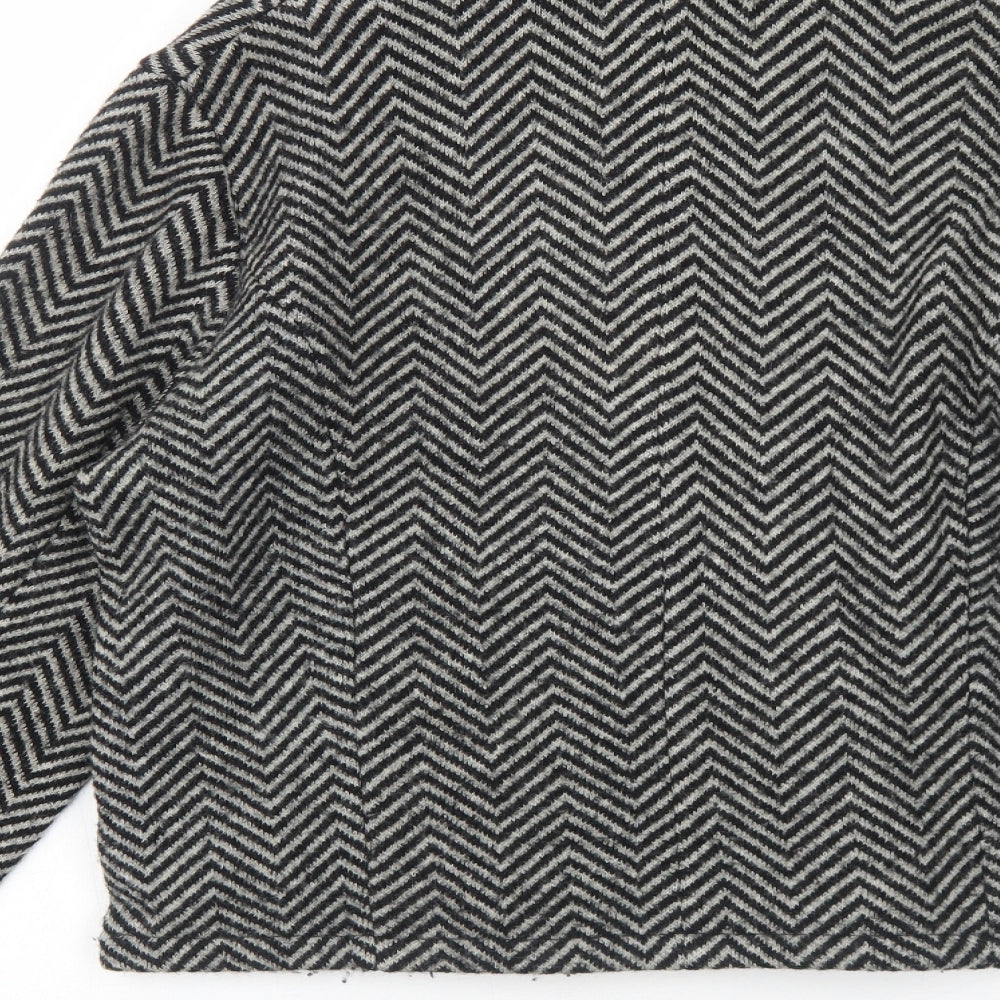 Lisa International Womens Black Geometric Jacket Size M Zip