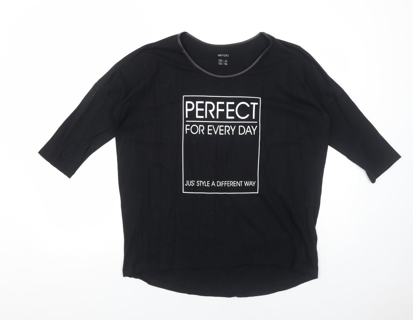 ESMARA Womens Black Cotton Basic Blouse Size L Scoop Neck - Perfect for Every Day