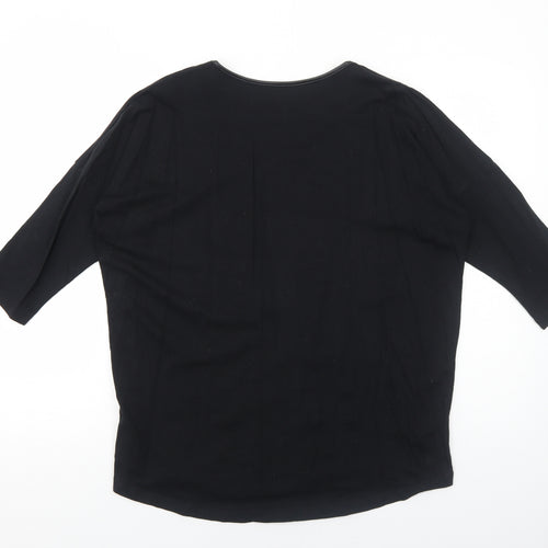 ESMARA Womens Black Cotton Basic Blouse Size L Scoop Neck - Perfect for Every Day
