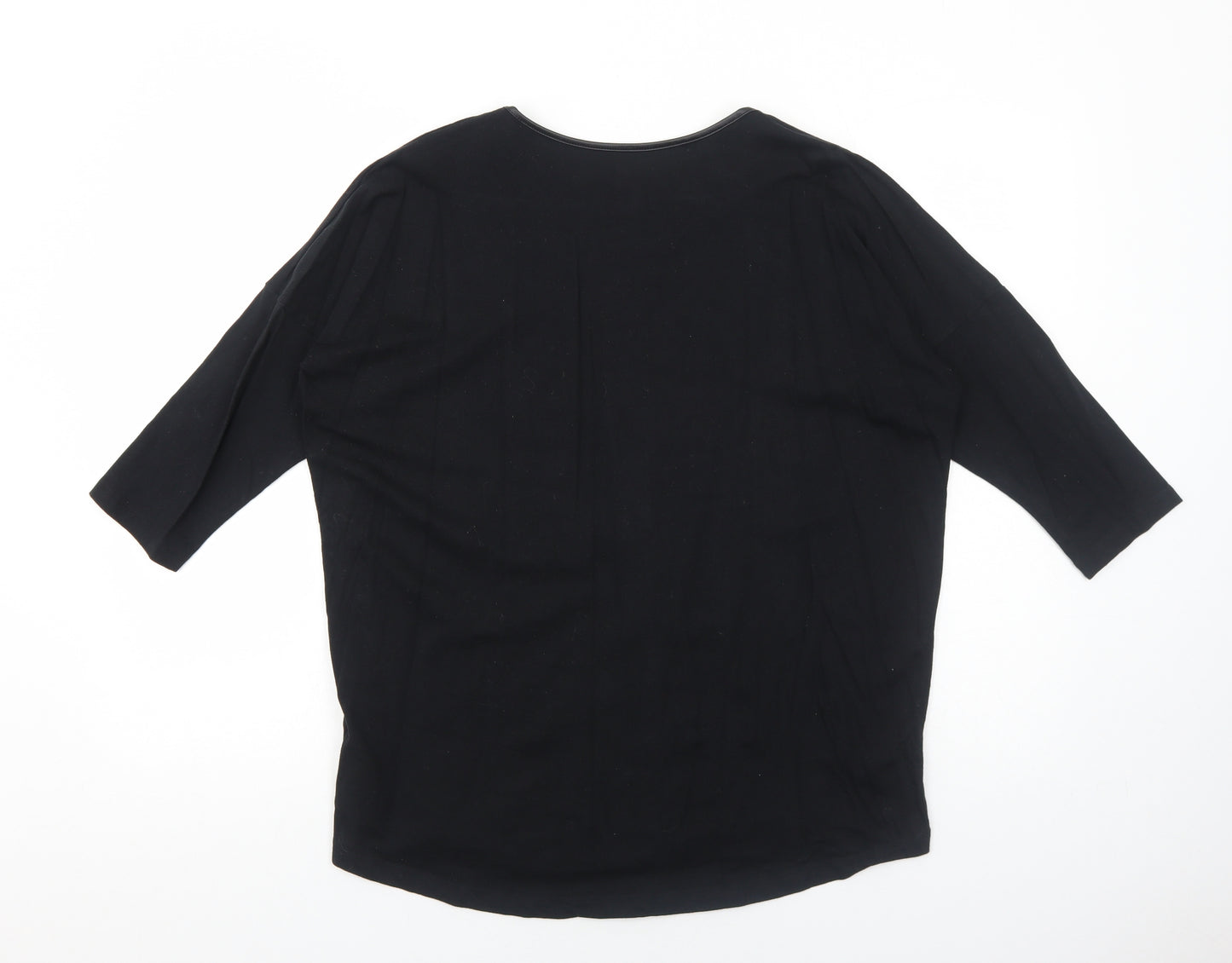ESMARA Womens Black Cotton Basic Blouse Size L Scoop Neck - Perfect for Every Day