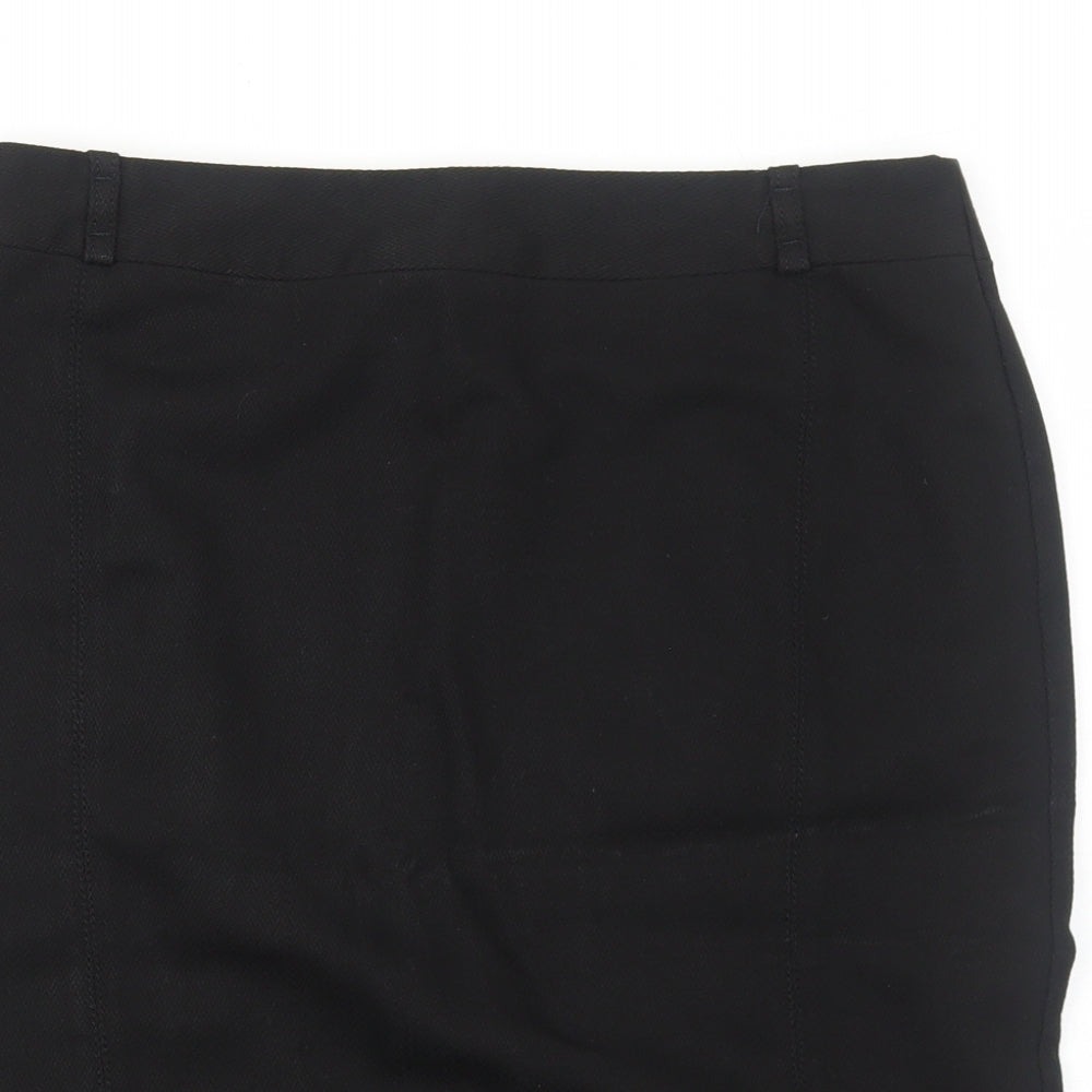 NEXT Womens Black Polyester A-Line Skirt Size 14 Zip