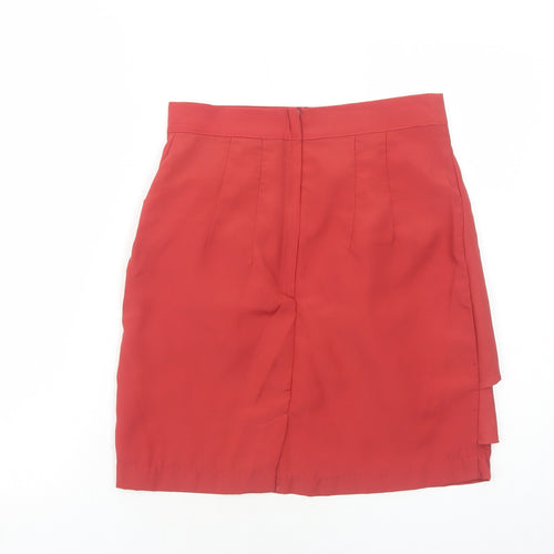 H&M Womens Orange Polyester A-Line Skirt Size 8 Zip
