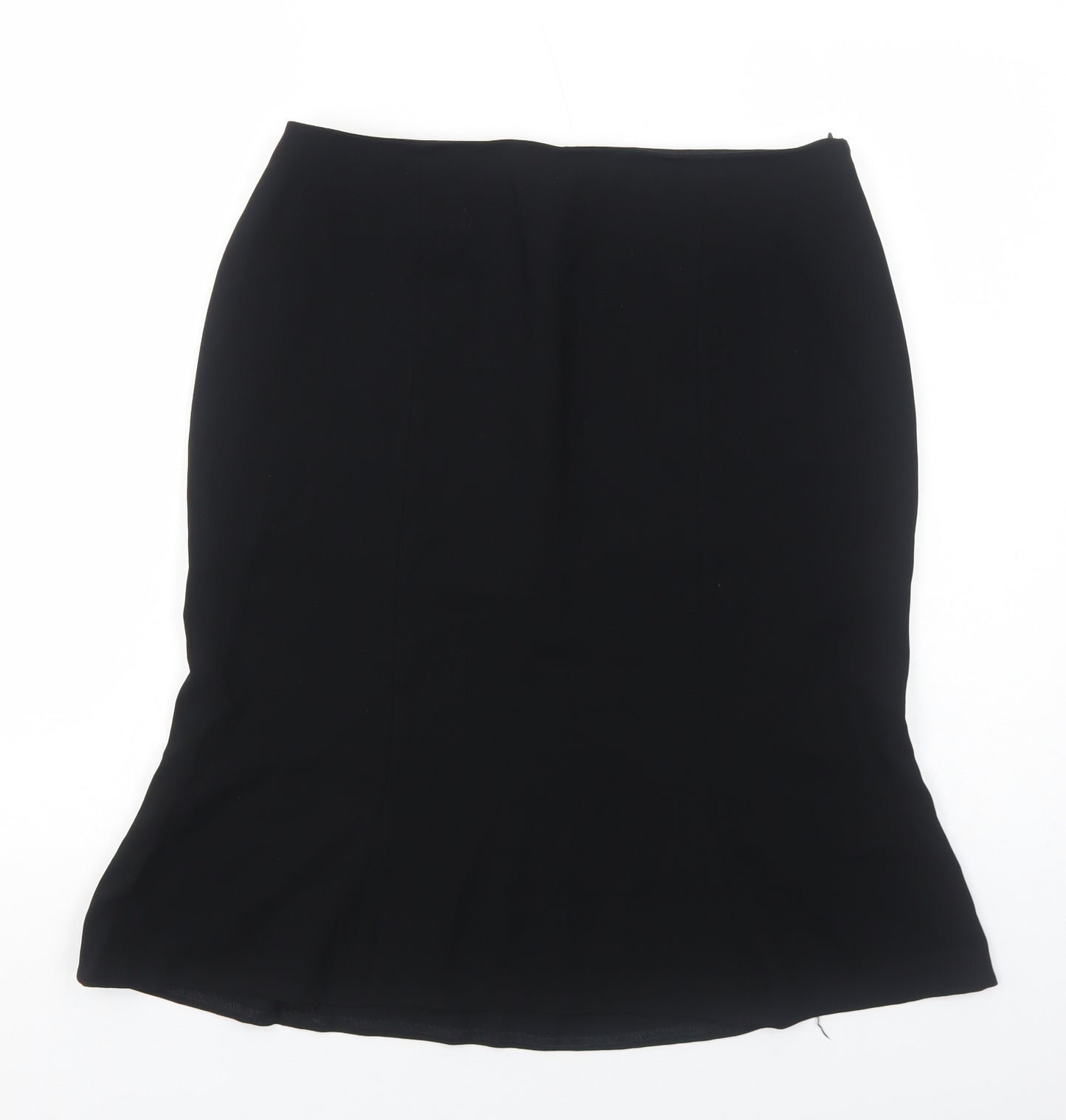 Preworn Womens Black Polyester Swing Skirt Size 12 Zip