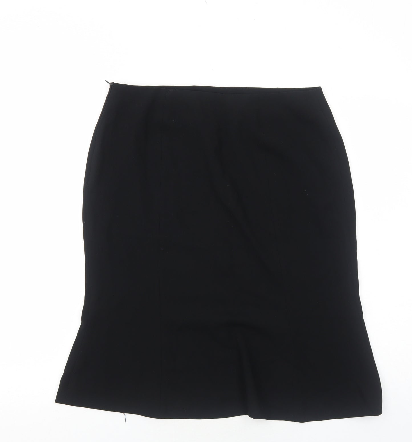 Preworn Womens Black Polyester Swing Skirt Size 12 Zip