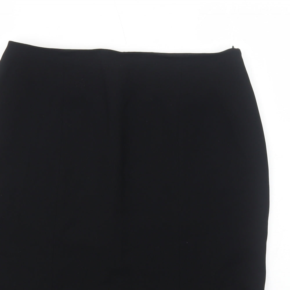 Preworn Womens Black Polyester Swing Skirt Size 12 Zip