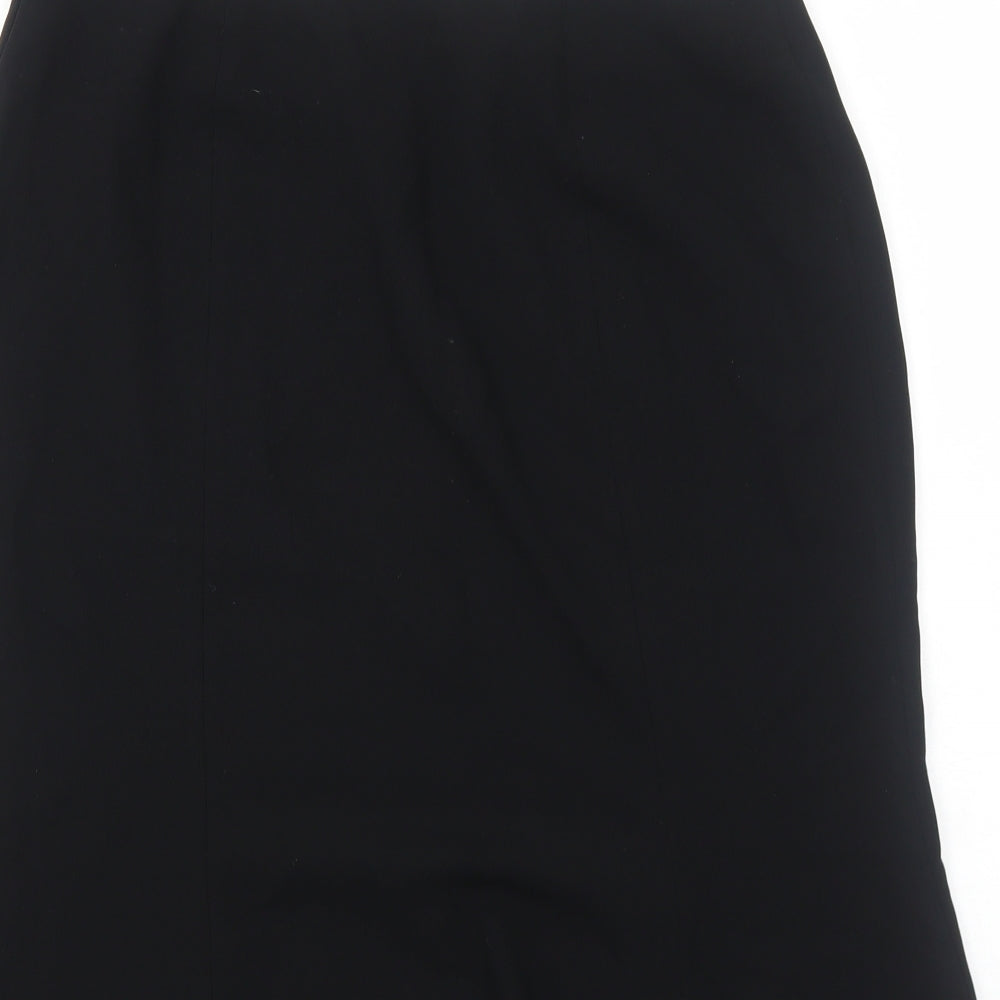 Preworn Womens Black Polyester Swing Skirt Size 12 Zip