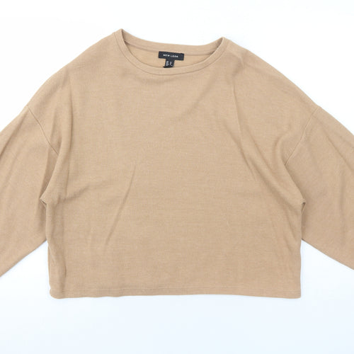 New Look Womens Beige Cotton Pullover Sweatshirt Size M Pullover
