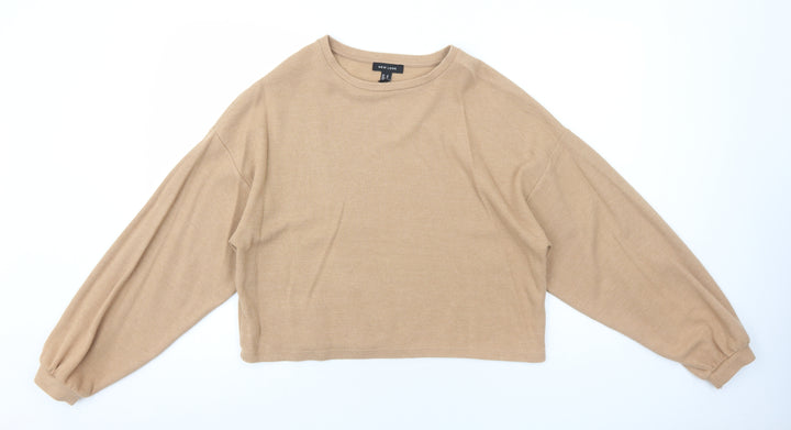 New Look Womens Beige Cotton Pullover Sweatshirt Size M Pullover