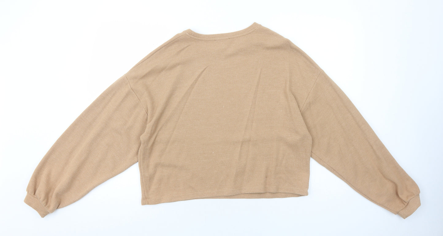 New Look Womens Beige Cotton Pullover Sweatshirt Size M Pullover