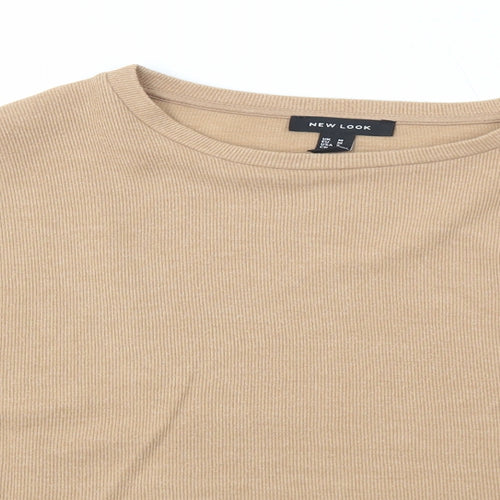 New Look Womens Beige Cotton Pullover Sweatshirt Size M Pullover