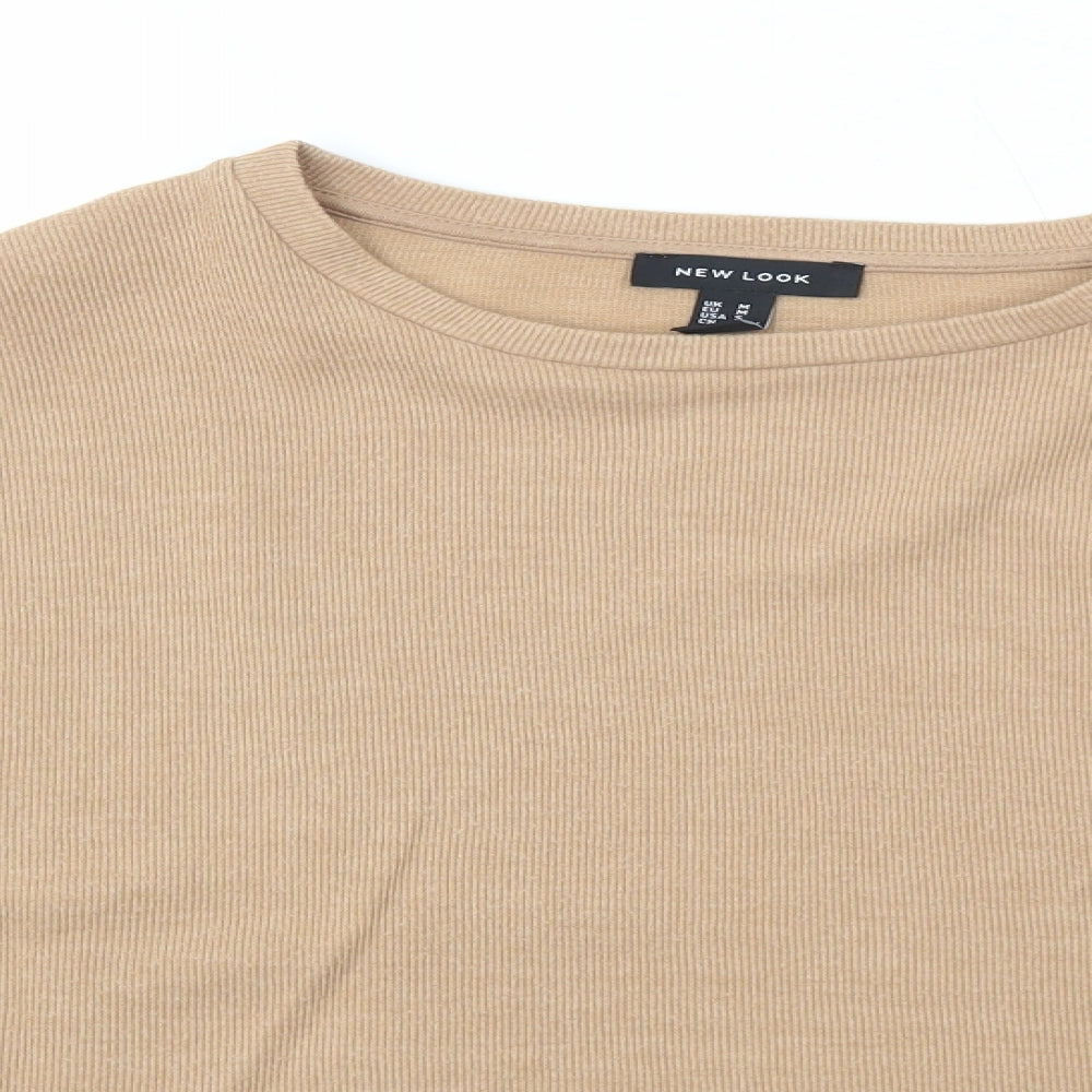New Look Womens Beige Cotton Pullover Sweatshirt Size M Pullover