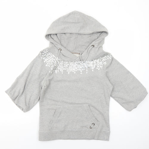 Tennis Womens Grey Cotton Pullover Hoodie Size M Pullover