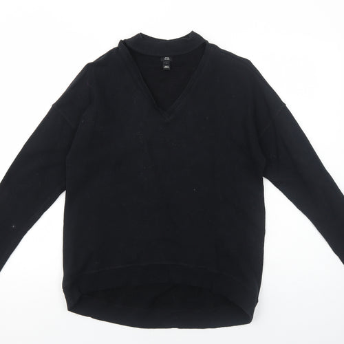 River Island Womens Black Round Neck Cotton Pullover Jumper Size S