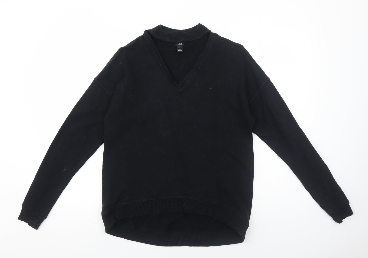 River Island Womens Black Round Neck Cotton Pullover Jumper Size S