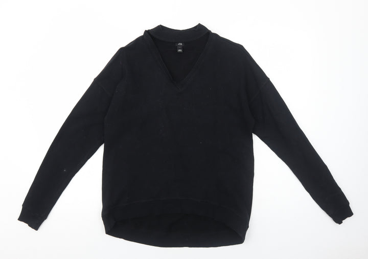 River Island Womens Black Round Neck Cotton Pullover Jumper Size S