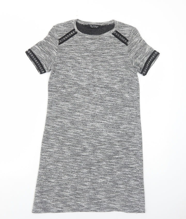 Miss Selfridge Womens Grey Polyester A-Line Size 8 Round Neck Pullover