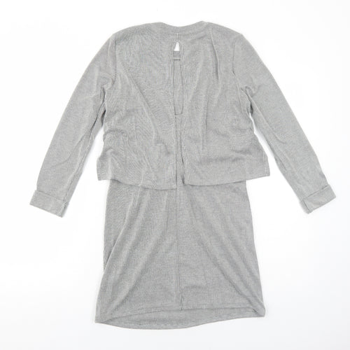 Topshop Womens Black Striped Acrylic A-Line Size 6 Round Neck Pullover