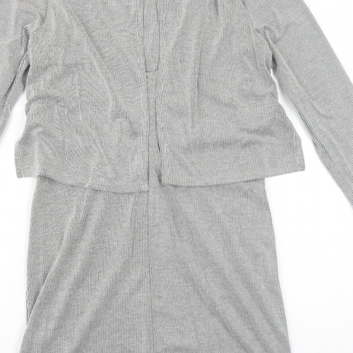 Topshop Womens Black Striped Acrylic A-Line Size 6 Round Neck Pullover