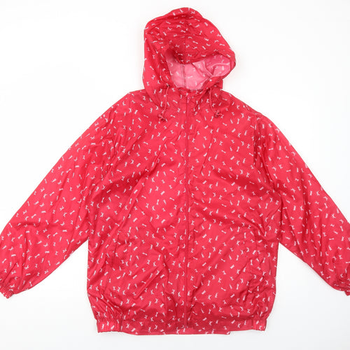 Arctic Storm Womens Red Geometric Rain Coat Coat Size S Zip - Dragonfly