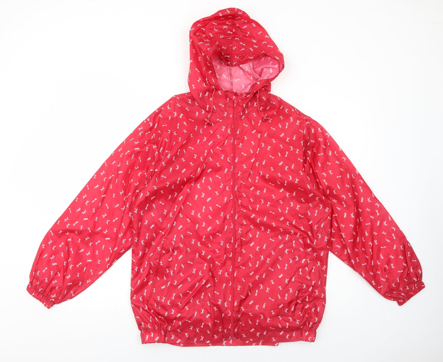 Arctic Storm Womens Red Geometric Rain Coat Coat Size S Zip - Dragonfly