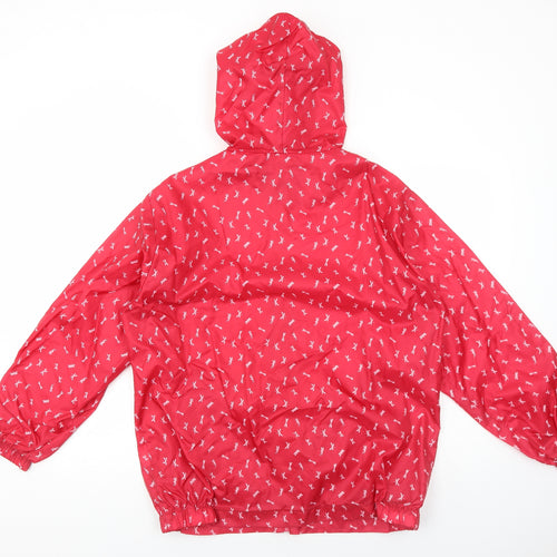 Arctic Storm Womens Red Geometric Rain Coat Coat Size S Zip - Dragonfly