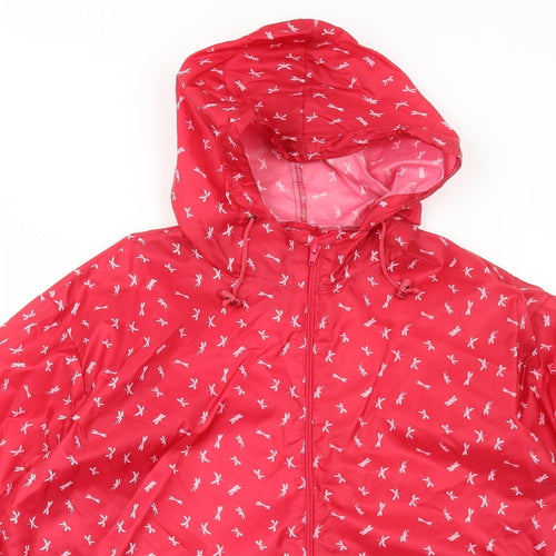 Arctic Storm Womens Red Geometric Rain Coat Coat Size S Zip - Dragonfly