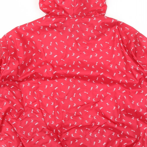 Arctic Storm Womens Red Geometric Rain Coat Coat Size S Zip - Dragonfly