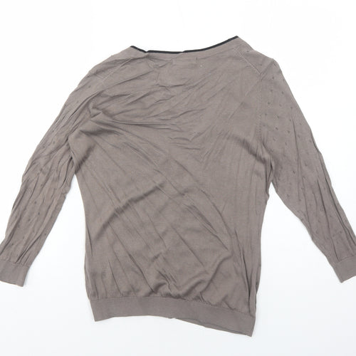 H&M Womens Brown V-Neck Cotton Cardigan Jumper Size S