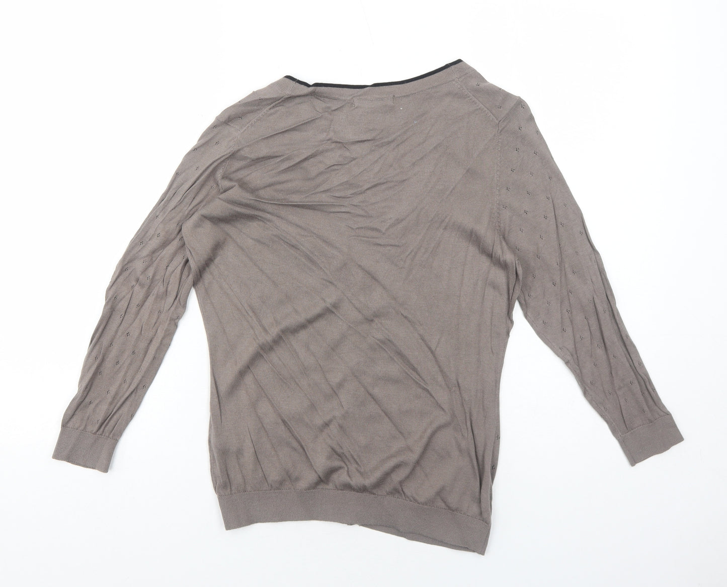 H&M Womens Brown V-Neck Cotton Cardigan Jumper Size S