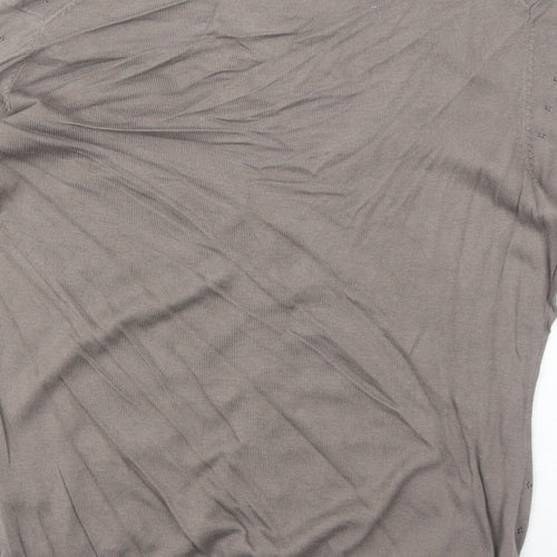 H&M Womens Brown V-Neck Cotton Cardigan Jumper Size S