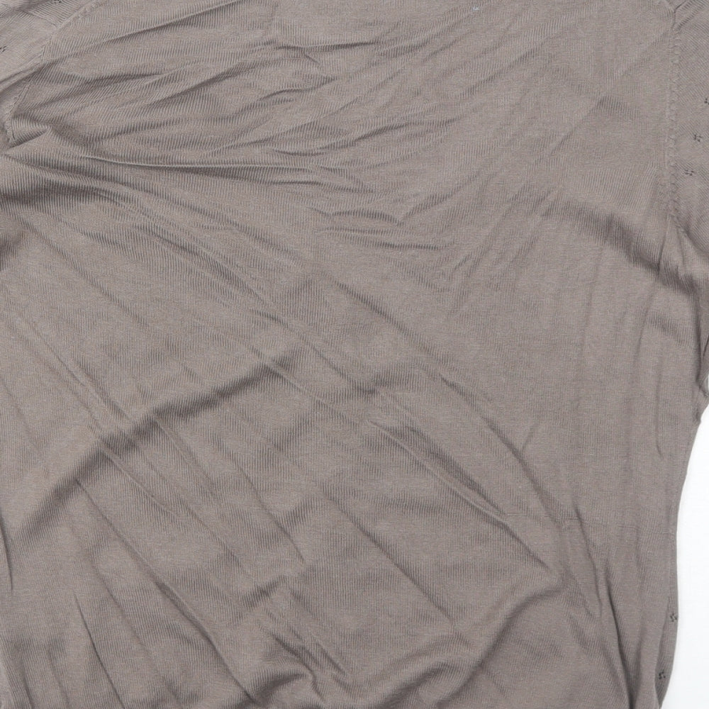 H&M Womens Brown V-Neck Cotton Cardigan Jumper Size S