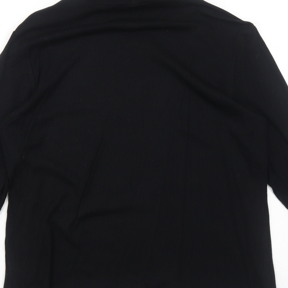 H&M Womens Black Viscose Basic Blouse Size L Roll Neck - Ribbed
